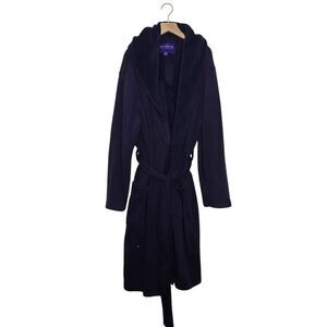 The Savile Row Co Hooded Bathrobe Robe Size S/M Navy Cotton